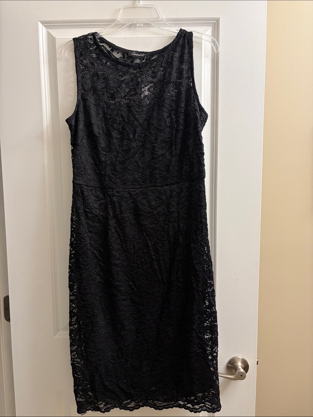Black Stretch Sparkle Lace Dress Lg